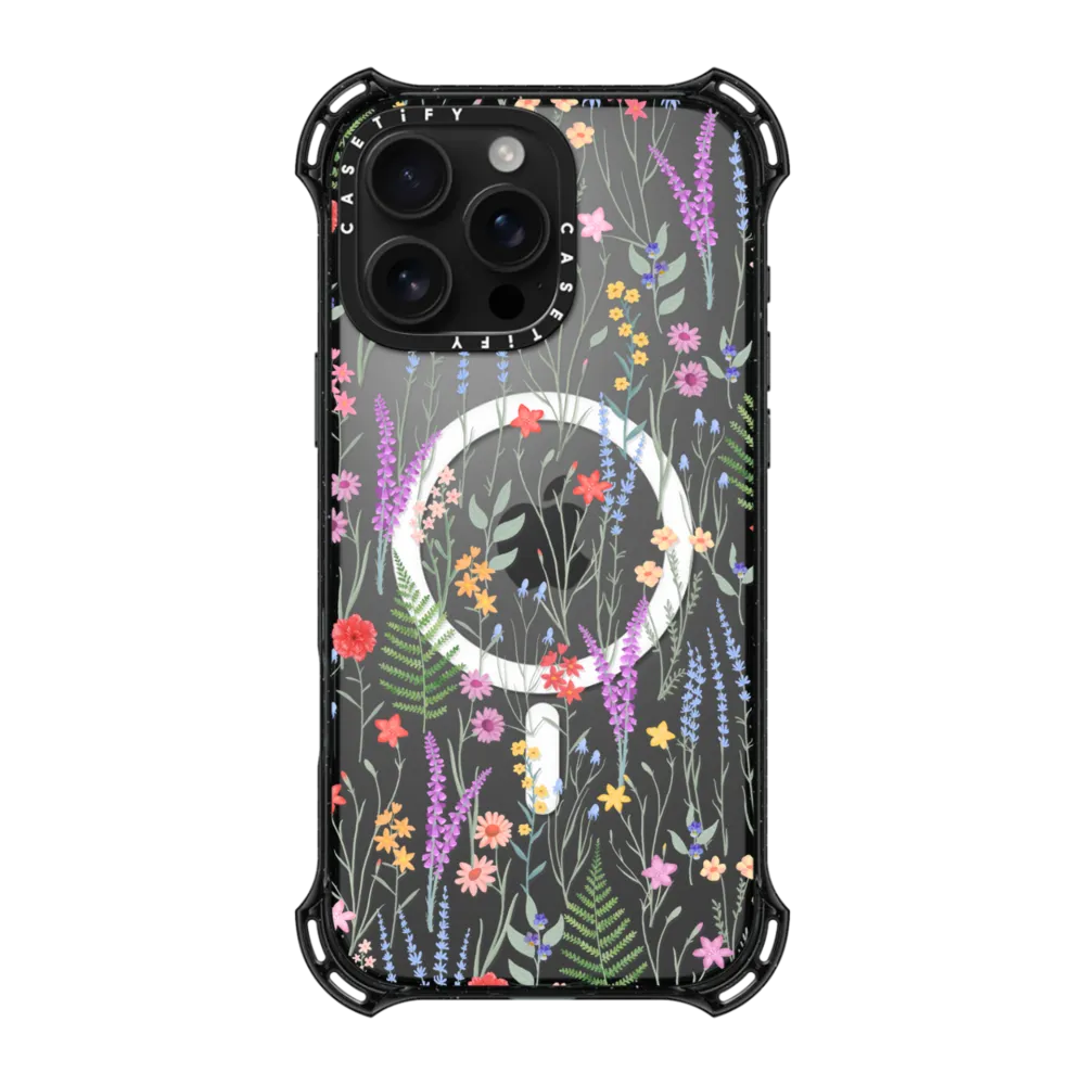 Bounce iPhone 16 Pro Max Case MagSafe Compatible - the meadow / floral watercolor illustration pattern on clear background