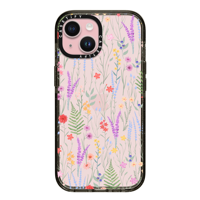 Marta Olga Klara x CASETiFY iPhone 15 Case Floral ブラック インパクトケース the meadow / floral watercolor illustration pattern on clear background Mother's Day Marta Olga Klara x CASETiFY iPhone 15 Case Floral ブラック インパクトケース the meadow / floral watercolor illustration pattern on clear background Mother's Day