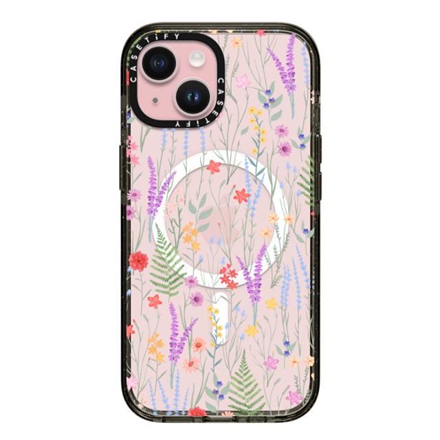 Marta Olga Klara x CASETiFY iPhone 15 Case Floral ブラック インパクトケース MagSafe対応 the meadow / floral watercolor illustration pattern on clear background Mother's Day Marta Olga Klara x CASETiFY iPhone 15 Case Floral ブラック インパクトケース MagSafe対応 the meadow / floral watercolor illustration pattern on clear background Mother's Day
