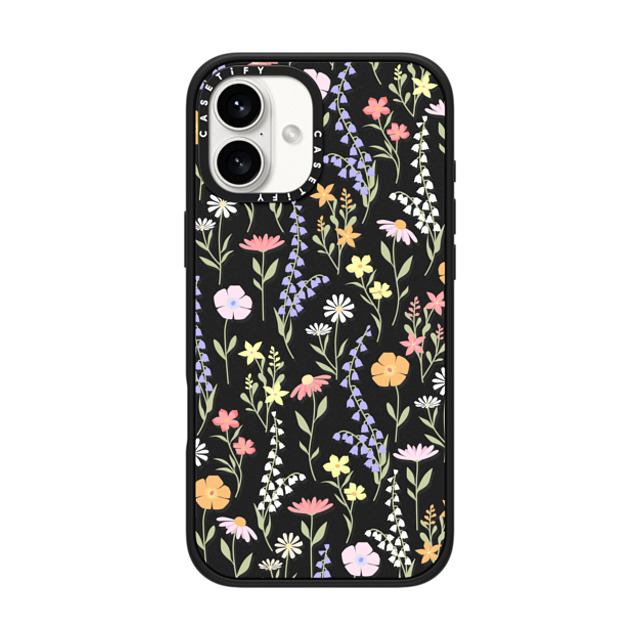 Marta Olga Klara x CASETiFY iPhone 16 Plus ケース マットブラック インパクトケース MagSafe対応 cute little floral / pastel flowers pattern