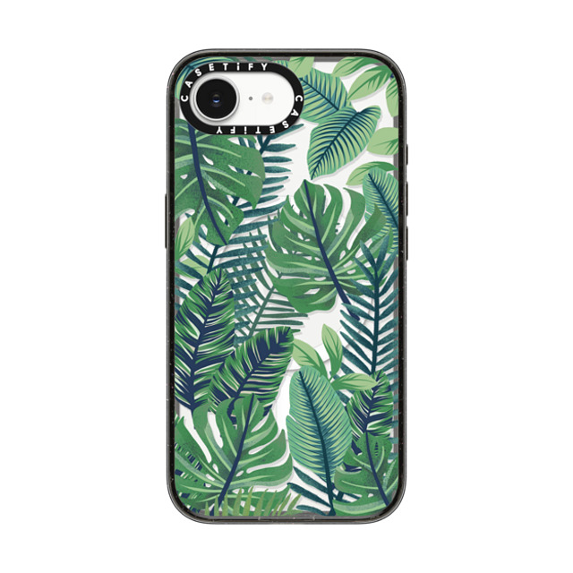 Marta Olga Klara x CASETiFY iPhone 16e ケース Nature ブラック インパクトケース MagSafe対応 Green jungle floral on transparent background Back to School Marta Olga Klara x CASETiFY iPhone 16e ケース Nature ブラック インパクトケース MagSafe対応 Green jungle floral on transparent background Back to School