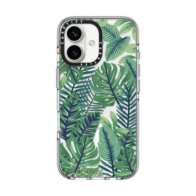 Marta Olga Klara x CASETiFY iPhone 16 ケース Nature クリア クリア ケース MagSafe対応 Green jungle floral on transparent background Back to School Marta Olga Klara x CASETiFY iPhone 16 ケース Nature クリア クリア ケース MagSafe対応 Green jungle floral on transparent background Back to School