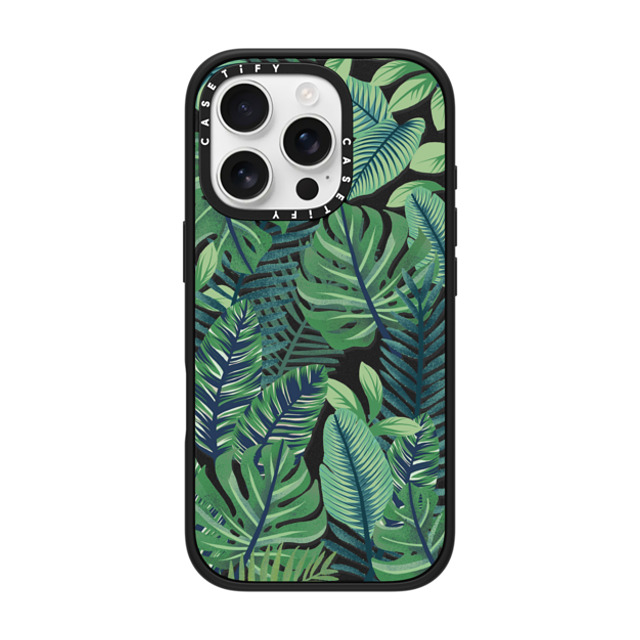 Marta Olga Klara x CASETiFY iPhone 16 Pro Case Nature Matte Black Impact Case MagSafe Compatible Green jungle floral on transparent background Back to School Marta Olga Klara x CASETiFY iPhone 16 Pro Case Nature Matte Black Impact Case MagSafe Compatible Green jungle floral on transparent background Back to School