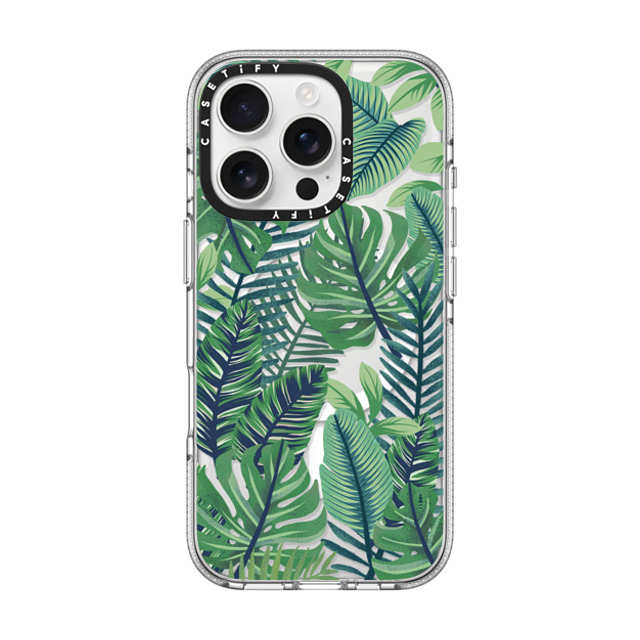Marta Olga Klara x CASETiFY iPhone 16 Pro ケース Nature クリア クリア ケース MagSafe対応 Green jungle floral on transparent background Back to School Marta Olga Klara x CASETiFY iPhone 16 Pro ケース Nature クリア クリア ケース MagSafe対応 Green jungle floral on transparent background Back to School
