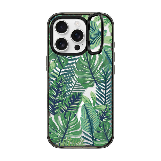 Marta Olga Klara x CASETiFY iPhone 16 Pro Case Nature Black インパクトリングスタンドケース MagSafe対応 Green jungle floral on transparent background Back to School Marta Olga Klara x CASETiFY iPhone 16 Pro Case Nature Black インパクトリングスタンドケース MagSafe対応 Green jungle floral on transparent background Back to School