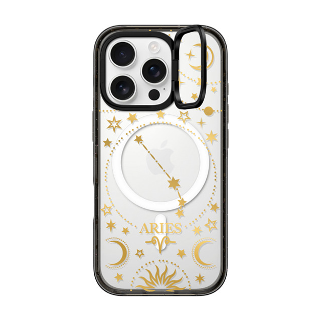 Marta Olga Klara x CASETiFY iPhone 16 Pro ケース ブラック インパクトリングスタンドケース MagSafe対応 zodiac star sign Aries