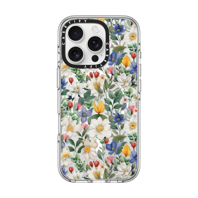 Marta Olga Klara x CASETiFY iPhone 16 Pro ケース クリア クリア ケース MagSafe対応 watercolour floral pattern