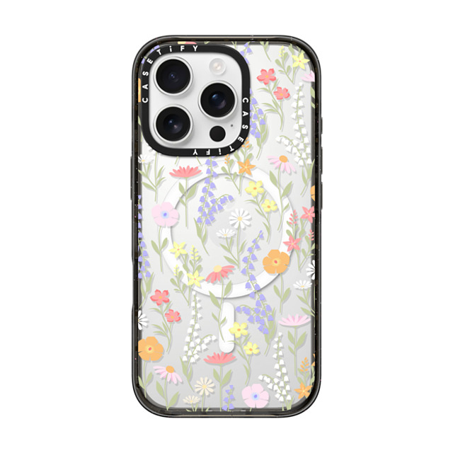 Marta Olga Klara x CASETiFY iPhone 16 Pro ケース ブラック インパクトケース MagSafe対応 cute little floral / pastel flowers pattern