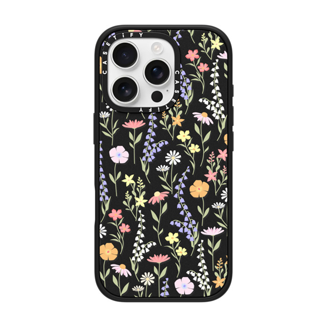 Marta Olga Klara x CASETiFY iPhone 16 Pro ケース マットブラック インパクトケース MagSafe対応 cute little floral / pastel flowers pattern