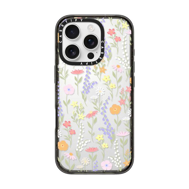 Marta Olga Klara x CASETiFY iPhone 16 Pro ケース ブラック インパクトケース cute little floral / pastel flowers pattern