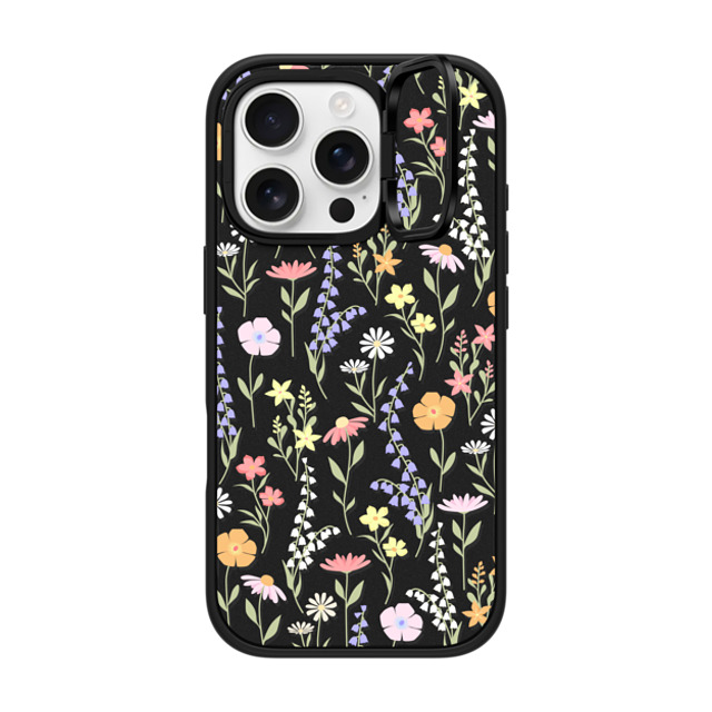 Marta Olga Klara x CASETiFY iPhone 16 Pro ケース マットブラック インパクトリングスタンドケース MagSafe対応 cute little floral / pastel flowers pattern