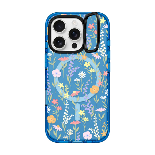 Marta Olga Klara x CASETiFY iPhone 16 Pro Case スカイブルー インパクトリングスタンドケース MagSafe対応 cute little floral / pastel flowers pattern Marta Olga Klara x CASETiFY iPhone 16 Pro Case スカイブルー インパクトリングスタンドケース MagSafe対応 cute little floral / pastel flowers pattern