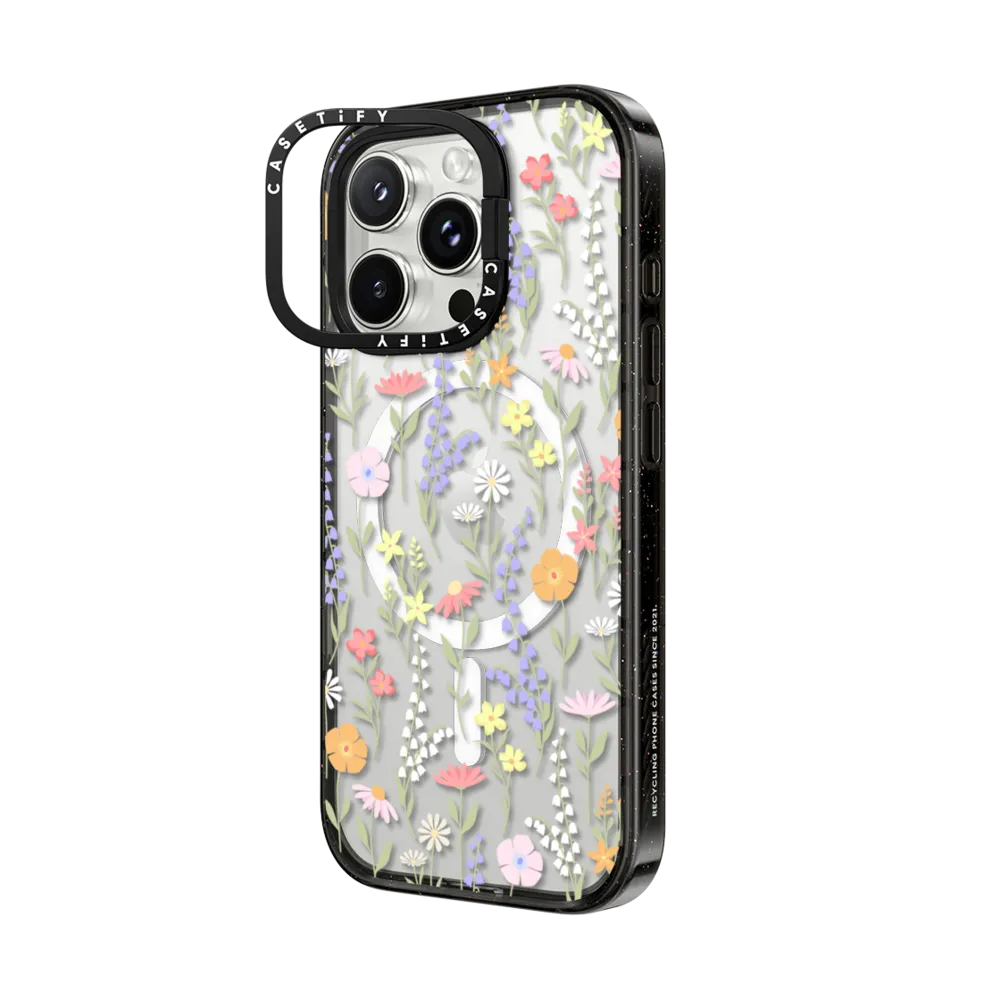 Impact Ring Stand iPhone 16 Pro Case MagSafe Compatible - cute little floral / pastel flowers pattern