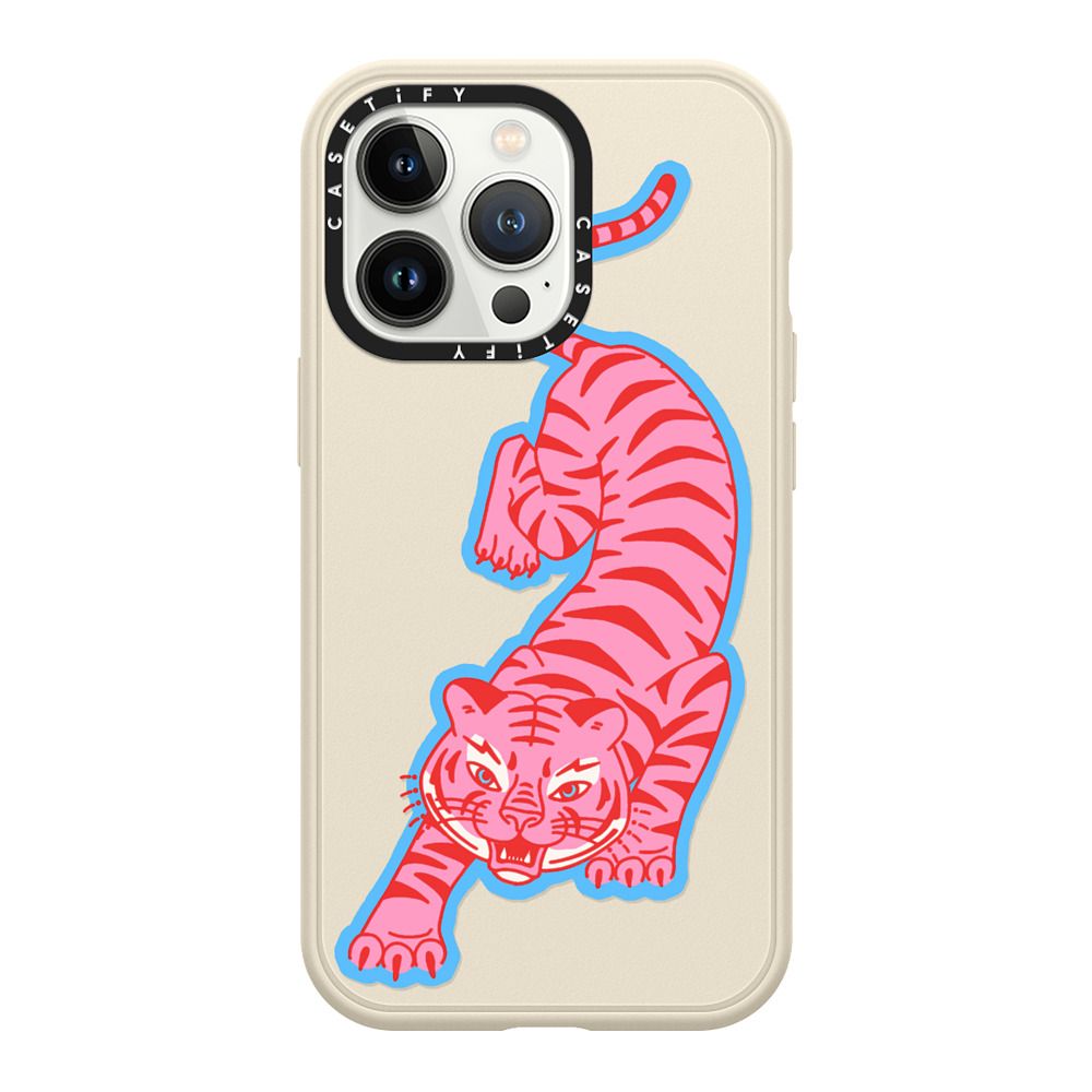 CASETIFY tiger pink with blue