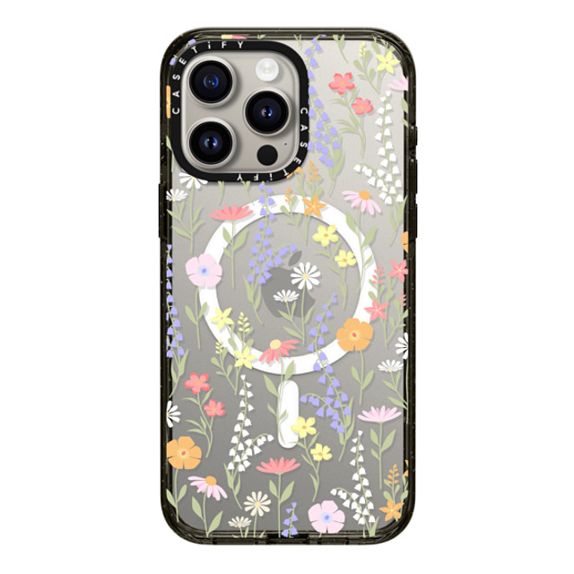 Marta Olga Klara x CASETiFY iPhone 15 Pro Max ケース ブラック インパクトケース MagSafe対応 cute little floral / pastel flowers pattern