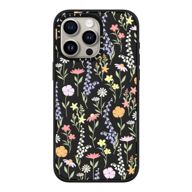 Marta Olga Klara x CASETiFY iPhone 15 Pro Max ケース マットブラック インパクトケース MagSafe対応 cute little floral / pastel flowers pattern