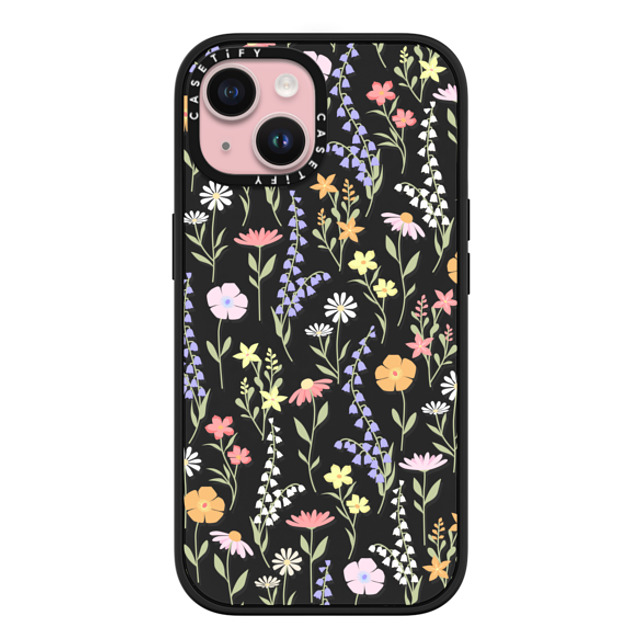 Marta Olga Klara x CASETiFY iPhone 15 ケース マットブラック インパクトケース MagSafe対応 cute little floral / pastel flowers pattern