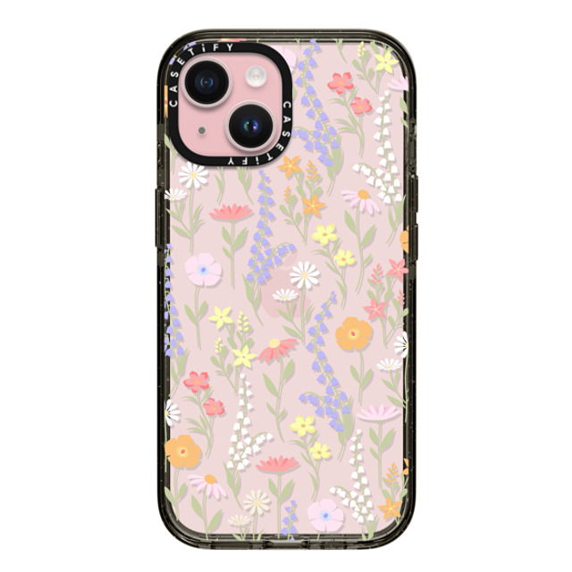 Marta Olga Klara x CASETiFY iPhone 15 ケース ブラック インパクトケース cute little floral / pastel flowers pattern