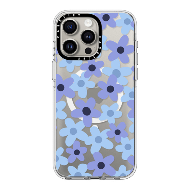 Marta Olga Klara x CASETiFY iPhone 15 Pro Max ケース クリア クリア ケース MagSafe対応 sixties retro blue floral on clear background