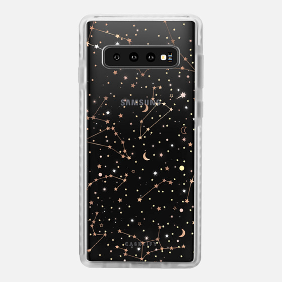 

Samsung Galaxy / LG / HTC / Nexus Phone Case - Space pattern on clear background/ gold stars and moon universe