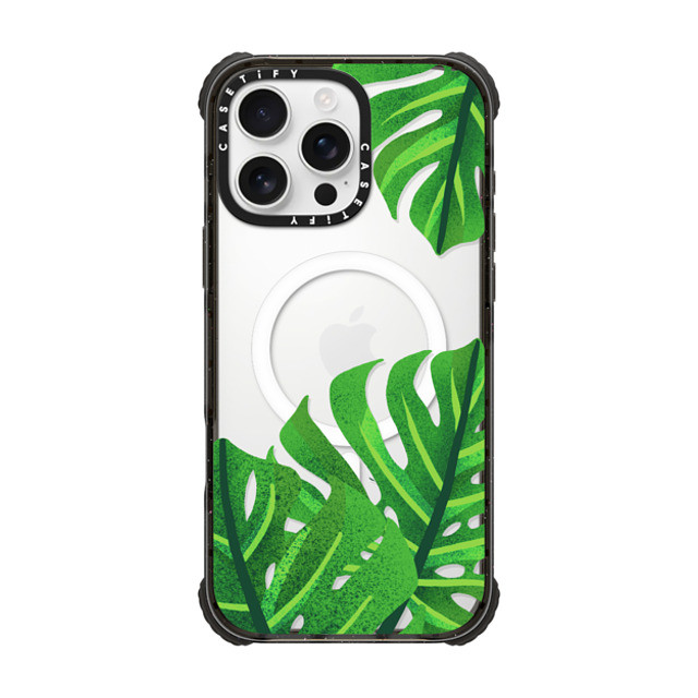 Marta Olga Klara x CASETiFY iPhone 16 Pro Max Case Black ウルトラ インパクトケース MagSafe 対応 Big green monstera leaves illustration Father's Day Marta Olga Klara x CASETiFY iPhone 16 Pro Max Case Black ウルトラ インパクトケース MagSafe 対応 Big green monstera leaves illustration Father's Day