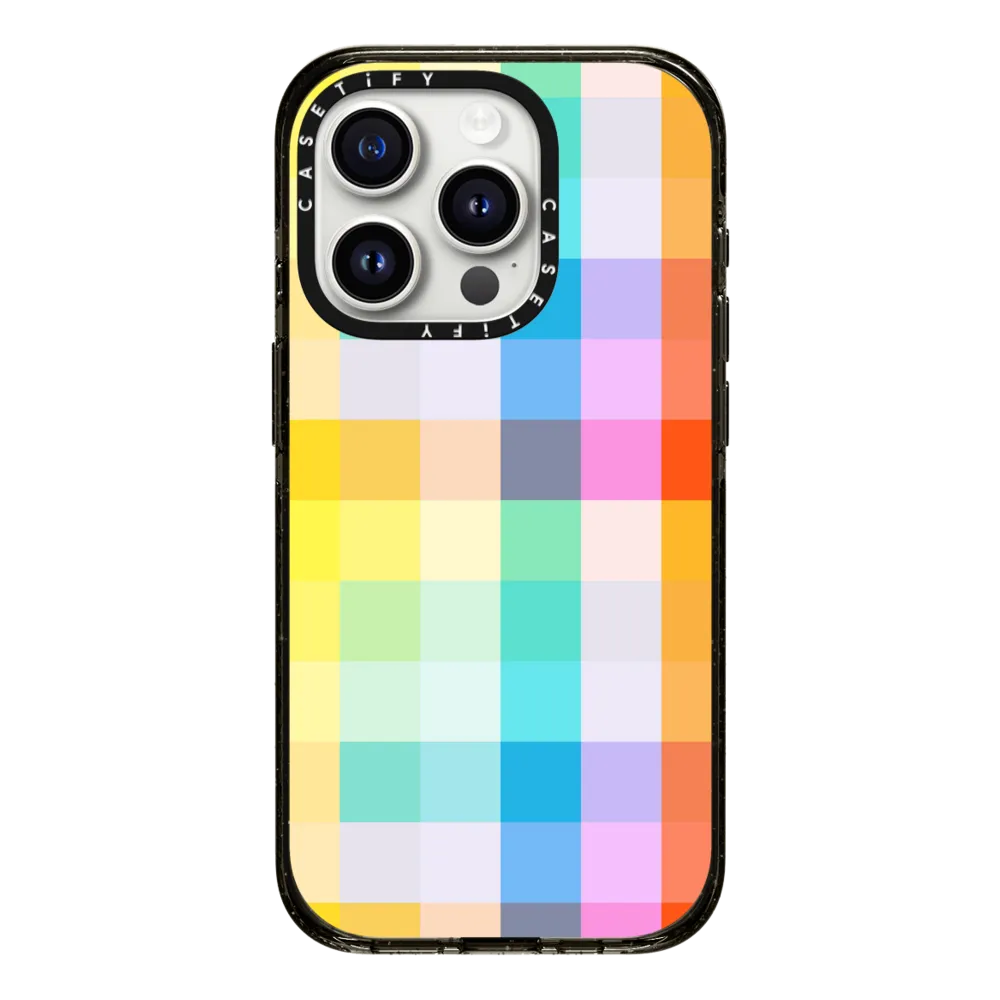 Impact iPhone 15 Pro Case - retro rainbow chequered