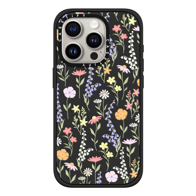 Marta Olga Klara x CASETiFY iPhone 15 Pro ケース マットブラック インパクトケース MagSafe対応 cute little floral / pastel flowers pattern