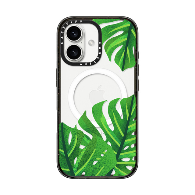 Marta Olga Klara x CASETiFY iPhone 16 Case Black Impact Case MagSafe Compatible Big green monstera leaves illustration Father's Day Marta Olga Klara x CASETiFY iPhone 16 Case Black Impact Case MagSafe Compatible Big green monstera leaves illustration Father's Day