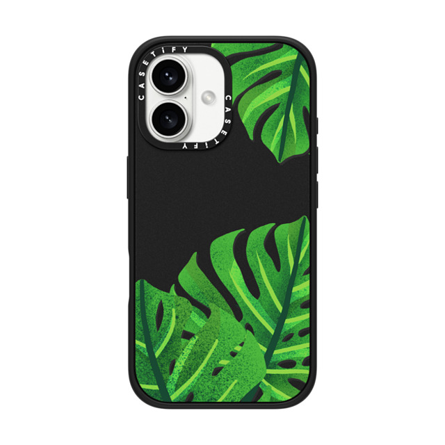 Marta Olga Klara x CASETiFY iPhone 16 ケース マットブラック インパクトケース MagSafe対応 Big green monstera leaves illustration Father's Day Marta Olga Klara x CASETiFY iPhone 16 ケース マットブラック インパクトケース MagSafe対応 Big green monstera leaves illustration Father's Day