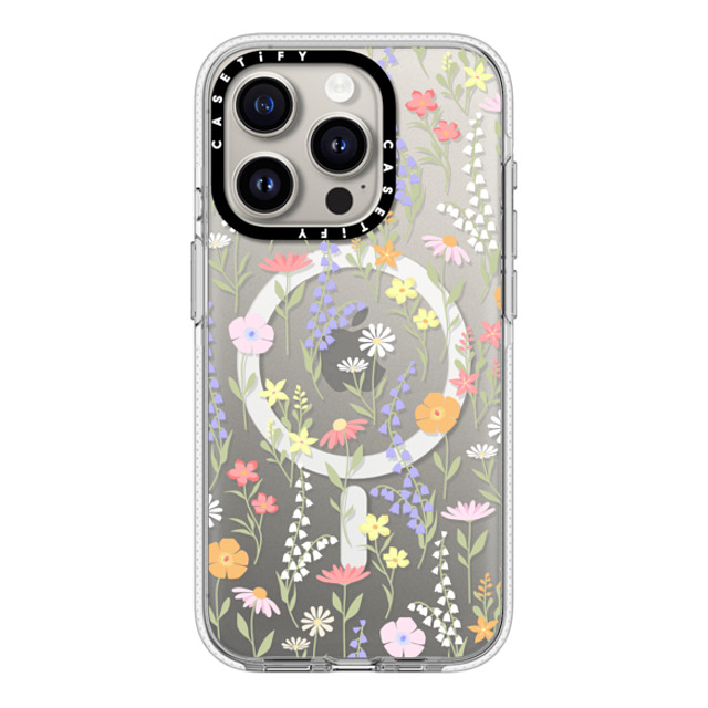 Marta Olga Klara x CASETiFY iPhone 15 Pro ケース クリア クリア ケース MagSafe対応 cute little floral / pastel flowers pattern