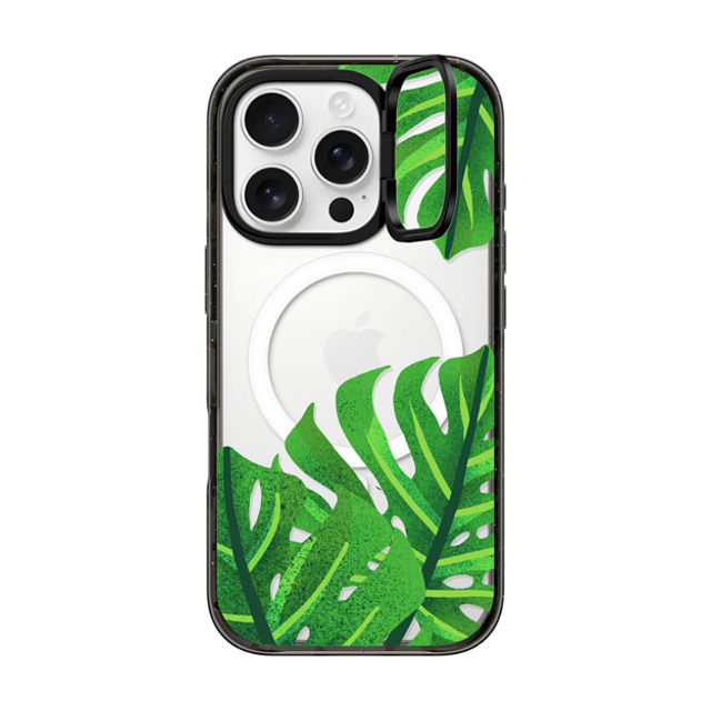Marta Olga Klara x CASETiFY iPhone 16 Pro Case Black インパクトリングスタンドケース MagSafe対応 Big green monstera leaves illustration Father's Day Marta Olga Klara x CASETiFY iPhone 16 Pro Case Black インパクトリングスタンドケース MagSafe対応 Big green monstera leaves illustration Father's Day