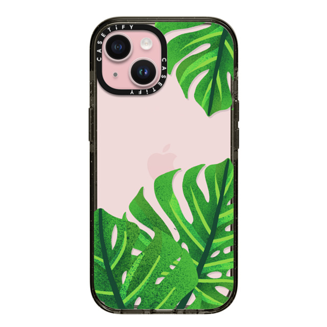 Marta Olga Klara x CASETiFY iPhone 15 ケース ブラック インパクトケース Big green monstera leaves illustration Father's Day Marta Olga Klara x CASETiFY iPhone 15 ケース ブラック インパクトケース Big green monstera leaves illustration Father's Day