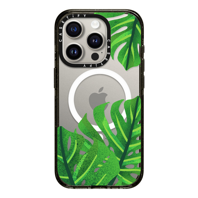 Marta Olga Klara x CASETiFY iPhone 15 Pro Case Black Impact Case MagSafe Compatible Big green monstera leaves illustration Father's Day Marta Olga Klara x CASETiFY iPhone 15 Pro Case Black Impact Case MagSafe Compatible Big green monstera leaves illustration Father's Day