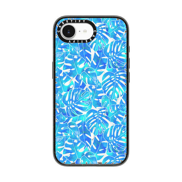 Marta Olga Klara x CASETiFY iPhone 16e Case Black Impact Case MagSafe Compatible Blue green monstera tropical leaves pattern on clear background Back to School Marta Olga Klara x CASETiFY iPhone 16e Case Black Impact Case MagSafe Compatible Blue green monstera tropical leaves pattern on clear background Back to School