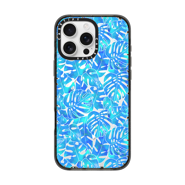 Marta Olga Klara x CASETiFY iPhone 16 Pro Max Case Black Impact Case MagSafe Compatible Blue green monstera tropical leaves pattern on clear background Back to School Marta Olga Klara x CASETiFY iPhone 16 Pro Max Case Black Impact Case MagSafe Compatible Blue green monstera tropical leaves pattern on clear background Back to School