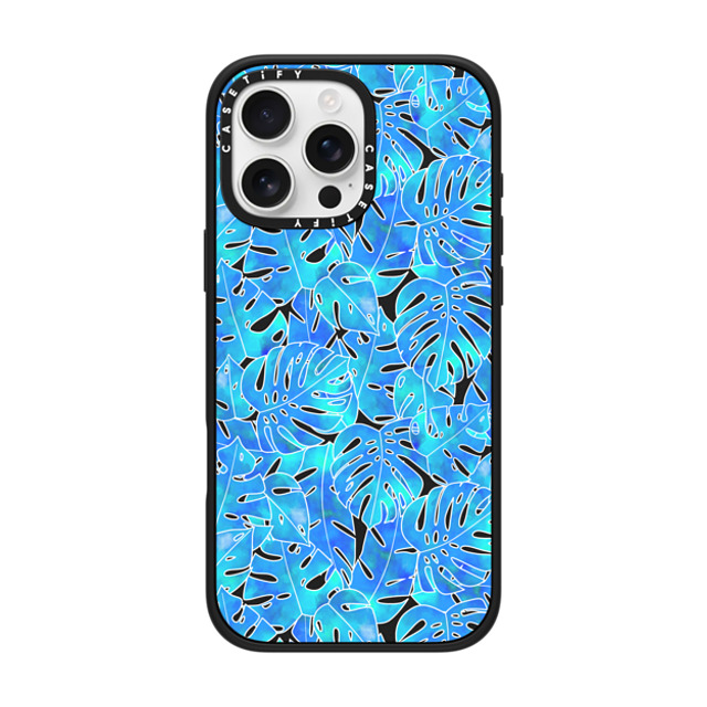 Marta Olga Klara x CASETiFY iPhone 16 Pro Max Case Matte Black Impact Case MagSafe Compatible Blue green monstera tropical leaves pattern on clear background Back to School Marta Olga Klara x CASETiFY iPhone 16 Pro Max Case Matte Black Impact Case MagSafe Compatible Blue green monstera tropical leaves pattern on clear background Back to School