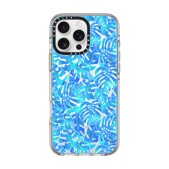 Marta Olga Klara x CASETiFY iPhone 16 Pro Max Case クリア クリア ケース MagSafe対応 Blue green monstera tropical leaves pattern on clear background Back to School Marta Olga Klara x CASETiFY iPhone 16 Pro Max Case クリア クリア ケース MagSafe対応 Blue green monstera tropical leaves pattern on clear background Back to School