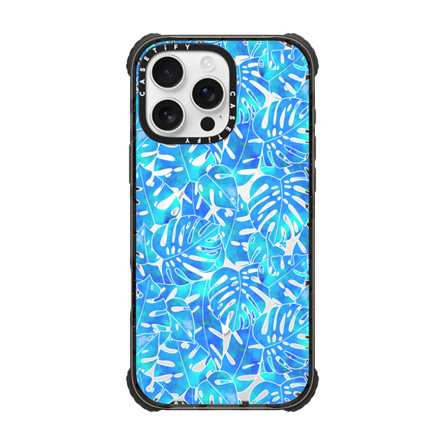 Marta Olga Klara x CASETiFY iPhone 16 Pro Max Case Black ウルトラ インパクトケース MagSafe 対応 Blue green monstera tropical leaves pattern on clear background Back to School Marta Olga Klara x CASETiFY iPhone 16 Pro Max Case Black ウルトラ インパクトケース MagSafe 対応 Blue green monstera tropical leaves pattern on clear background Back to School