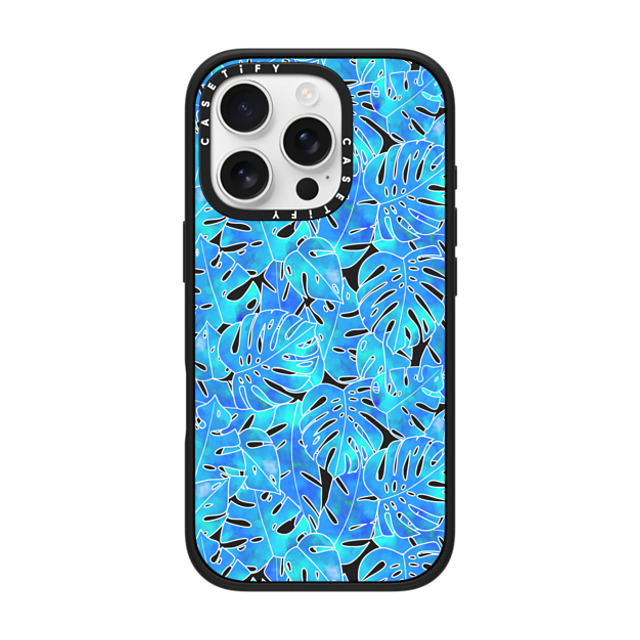 Marta Olga Klara x CASETiFY iPhone 16 Pro Case Matte Black Impact Case MagSafe Compatible Blue green monstera tropical leaves pattern on clear background Back to School Marta Olga Klara x CASETiFY iPhone 16 Pro Case Matte Black Impact Case MagSafe Compatible Blue green monstera tropical leaves pattern on clear background Back to School