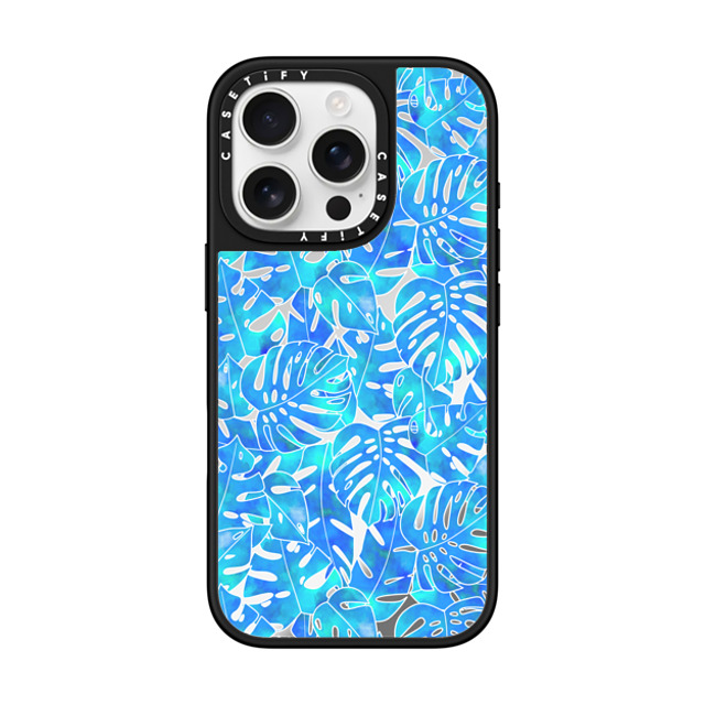 Marta Olga Klara x CASETiFY iPhone 16 Pro Case Silver on Black ミラーケース MagSafe対応 Blue green monstera tropical leaves pattern on clear background Back to School Marta Olga Klara x CASETiFY iPhone 16 Pro Case Silver on Black ミラーケース MagSafe対応 Blue green monstera tropical leaves pattern on clear background Back to School
