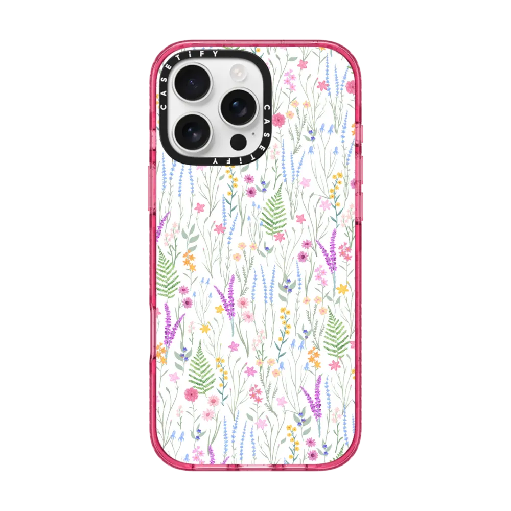 Impact iPhone 16 Pro Max Case MagSafe Compatible - the meadows, petit pink floral on white background