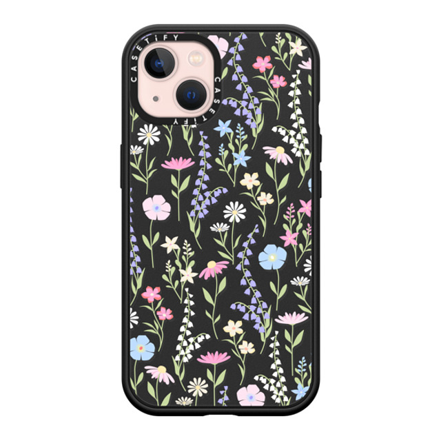 Marta Olga Klara x CASETiFY iPhone 13 ケース マットブラック インパクトケース MagSafe対応 pink pastel cute floral