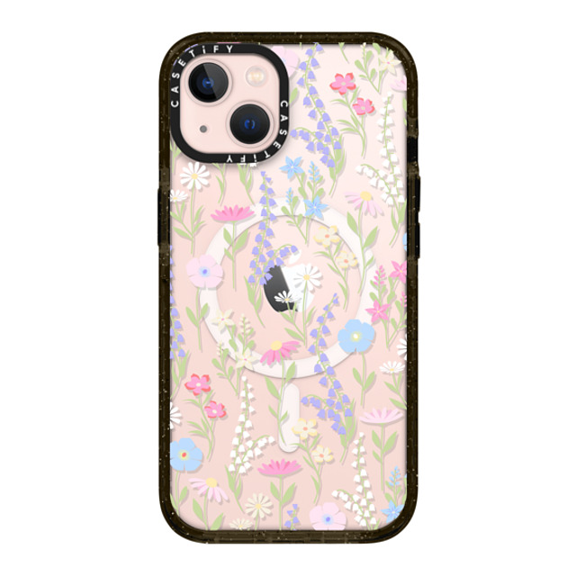 Marta Olga Klara x CASETiFY iPhone 13 ケース ブラック インパクトケース MagSafe対応 pink pastel cute floral