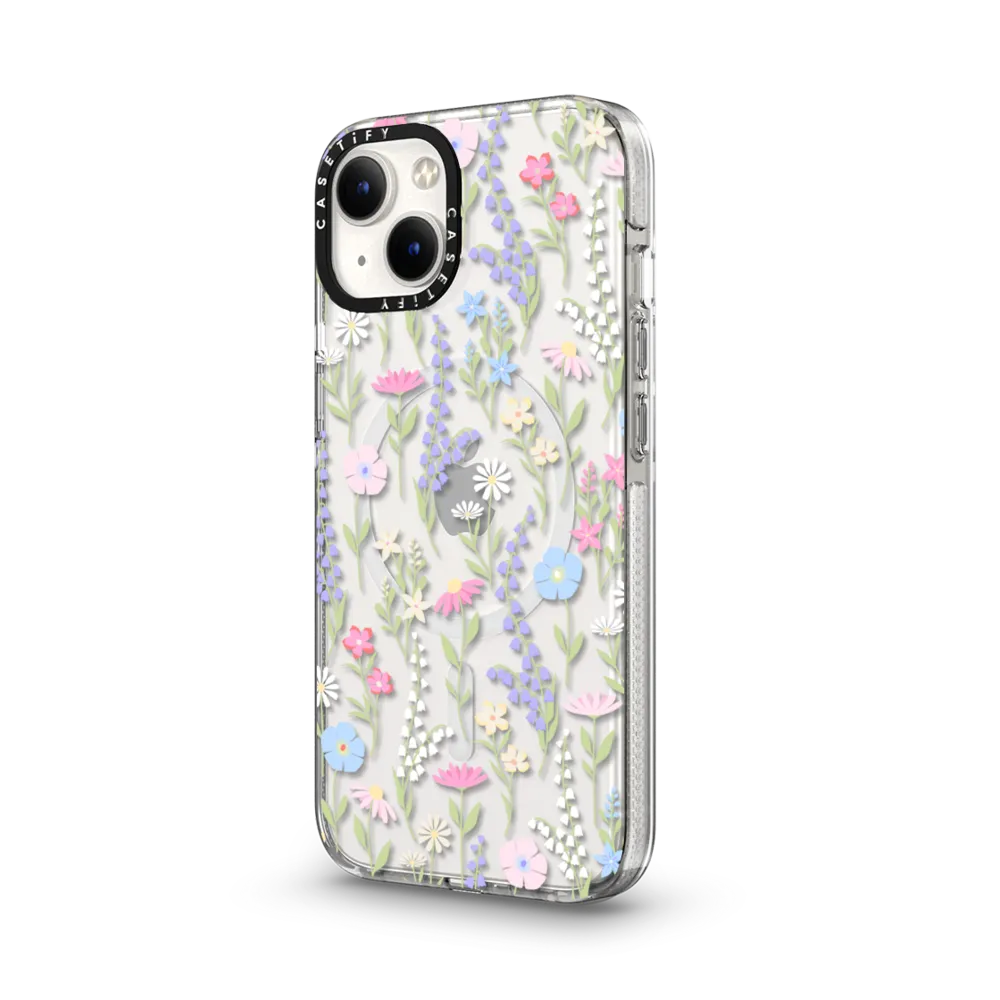 Clear iPhone 13 Case MagSafe Compatible - pink pastel cute floral