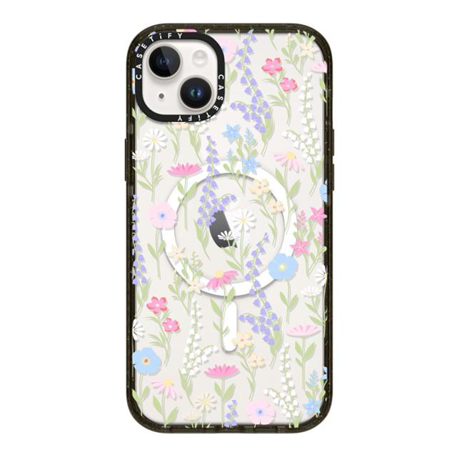 Marta Olga Klara x CASETiFY iPhone 14 Plus ケース ブラック インパクトケース MagSafe対応 pink pastel cute floral