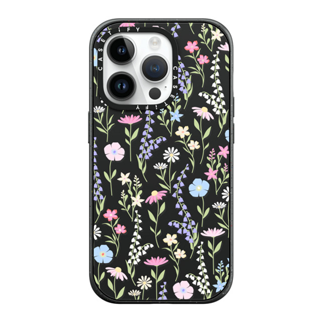 Marta Olga Klara x CASETiFY iPhone 14 Pro ケース マットブラック インパクトケース MagSafe対応 pink pastel cute floral