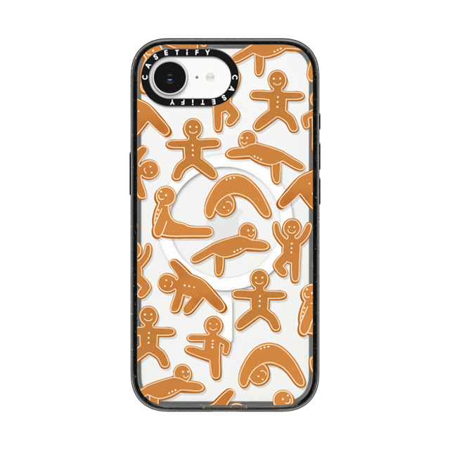 Marta Olga Klara x CASETiFY iPhone 16e ケース Cartoon,Food ブラック インパクトケース MagSafe対応 yoga gingerbread man / xmas pattern Back to School Marta Olga Klara x CASETiFY iPhone 16e ケース Cartoon,Food ブラック インパクトケース MagSafe対応 yoga gingerbread man / xmas pattern Back to School