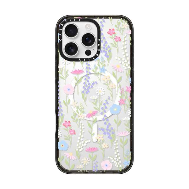 Marta Olga Klara x CASETiFY iPhone 16 Pro Max ケース ブラック インパクトケース MagSafe対応 pink pastel cute floral