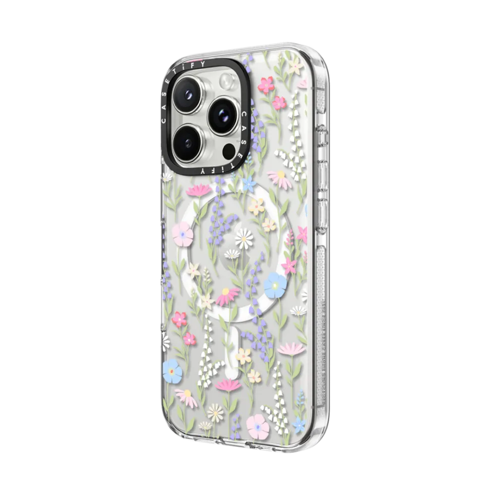 Clear iPhone 16 Pro Max Case MagSafe Compatible - pink pastel cute floral