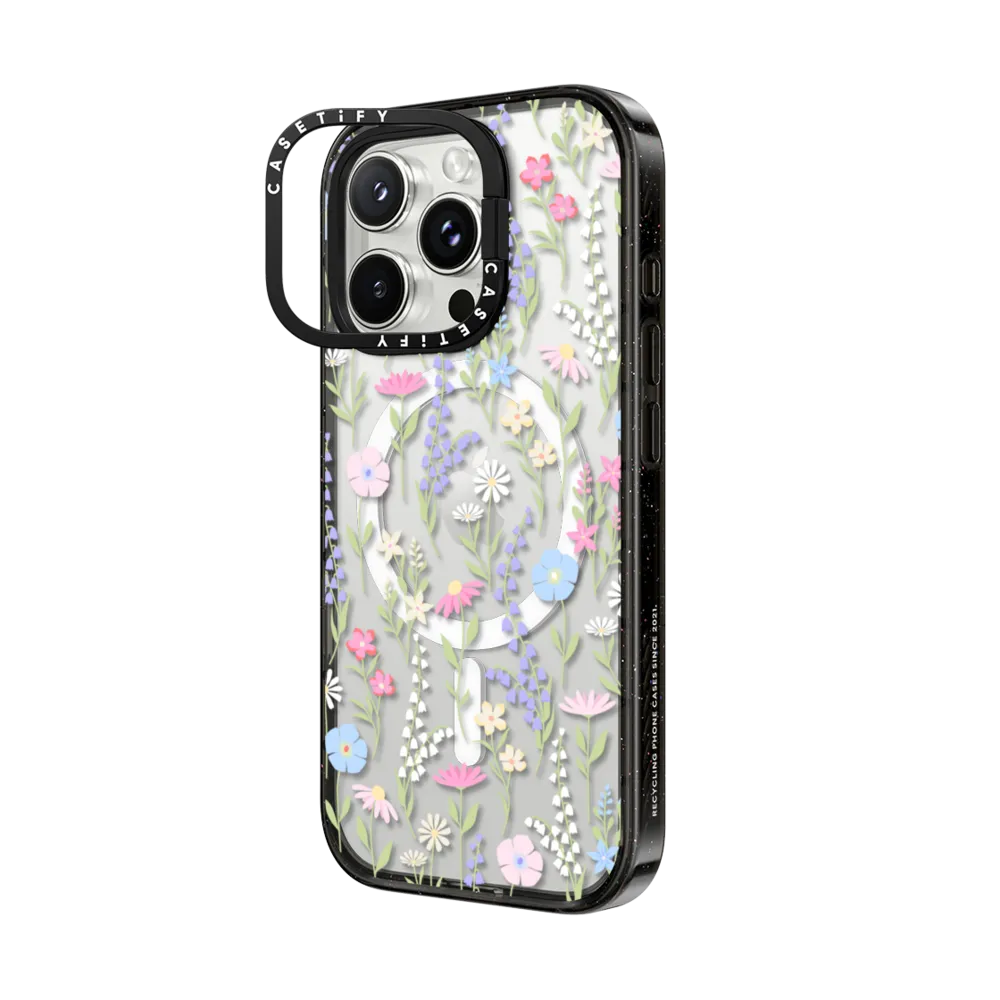 Impact Ring Stand iPhone 16 Pro Max Case MagSafe Compatible - pink pastel cute floral